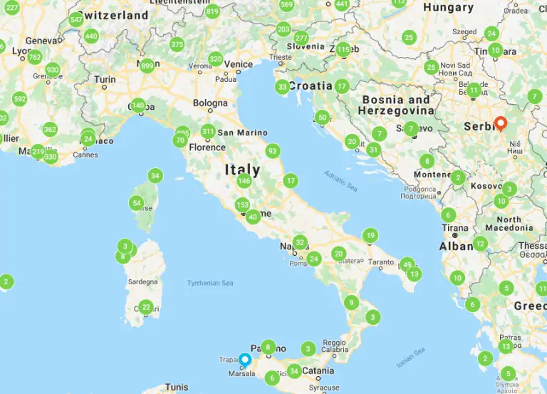 oplaadplekken elektrische auto Italie