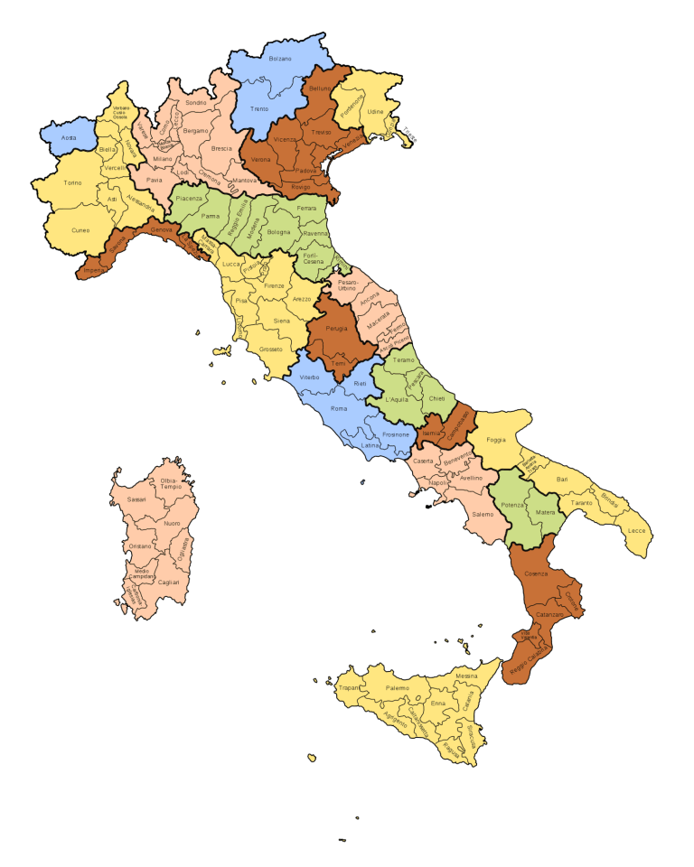 provincie kaart italie