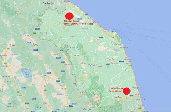 kaart Le Marche Treinreis