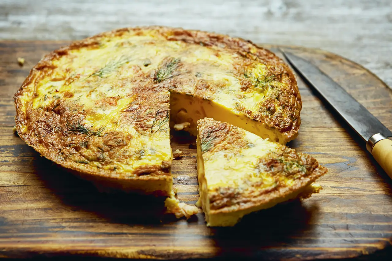 Frittata met kleine garnalen