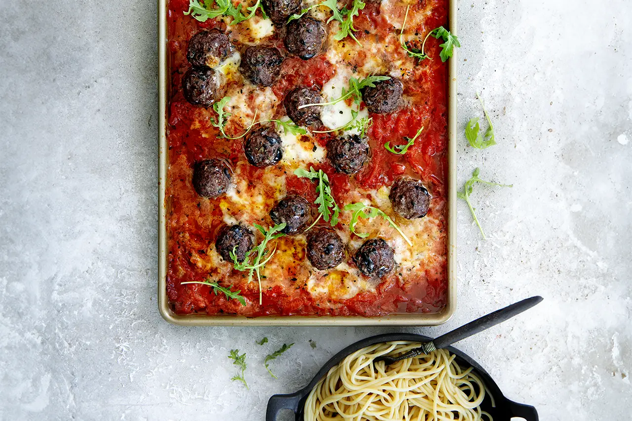 Gehaktballetjes in tomatensaus met mozzarella