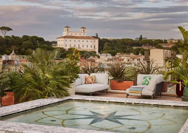 Hotel van Bulgari in Rome tuin