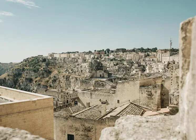 Matera Palazzo Del Duca uitzicht stenen stad