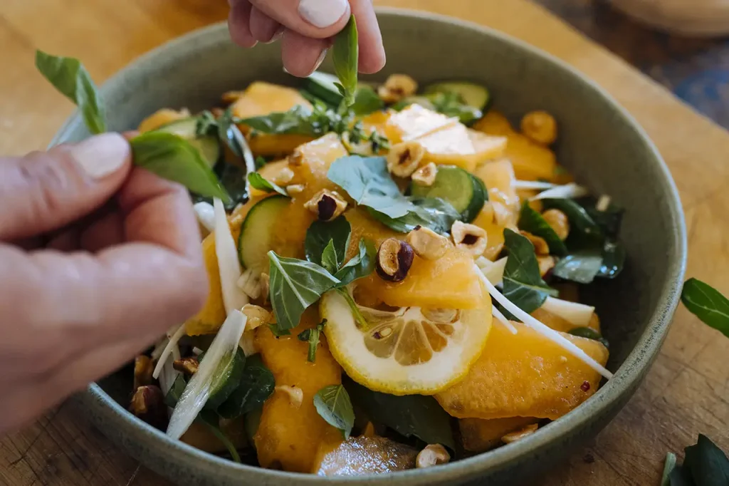 Meloensalade met komkommer