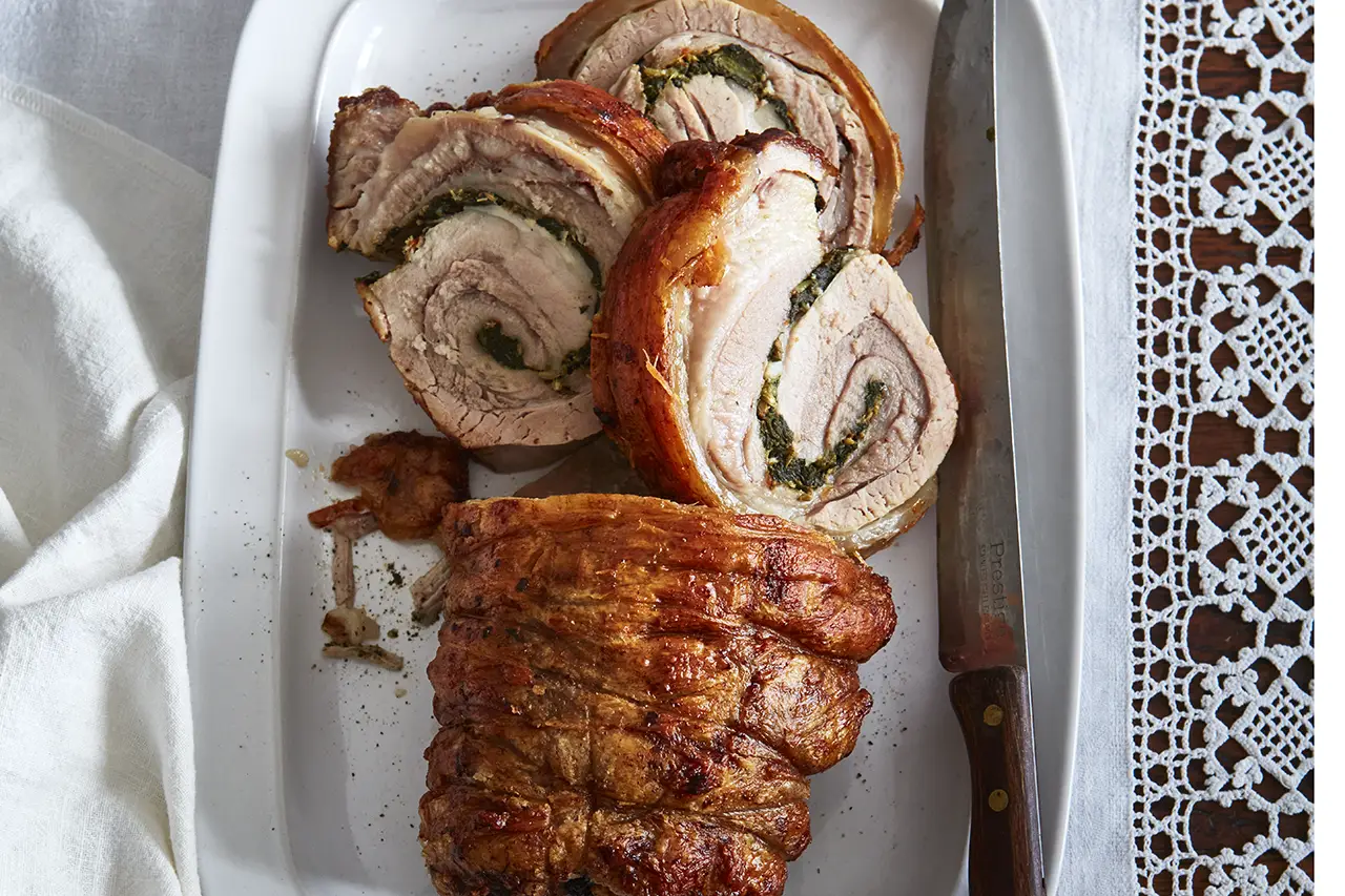 Porchetta met cavolo nero